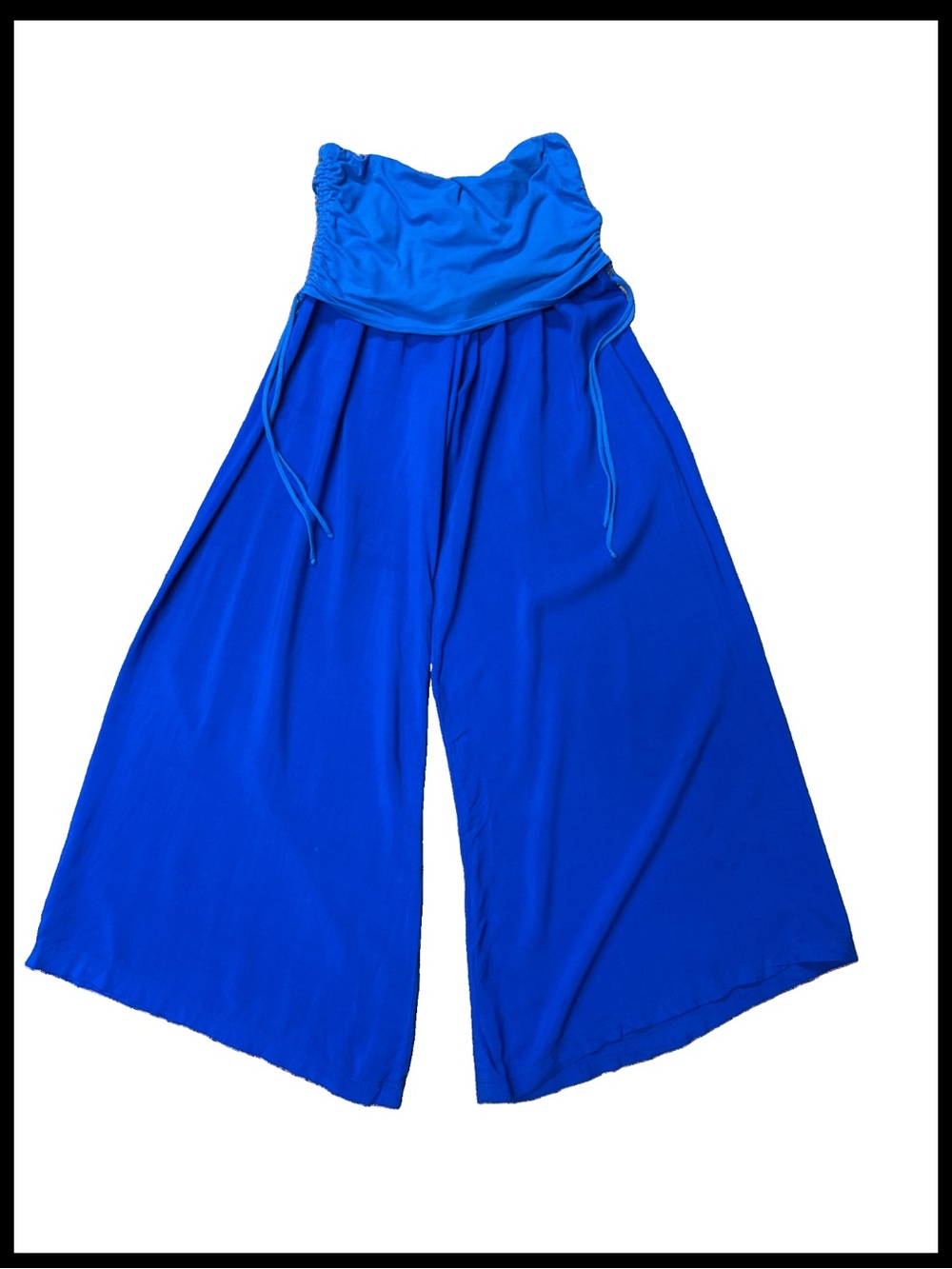 Hard Tail Forever Wide Leg Fold Over Palazzo Pants Royal Blue Rayon Women Sz M